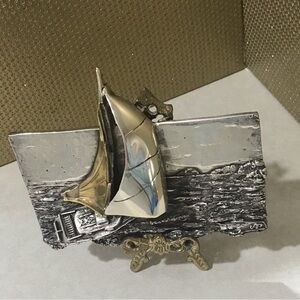 Unique, Collectible, D’Argenta, Silver and Gold Sailboat Sculpture